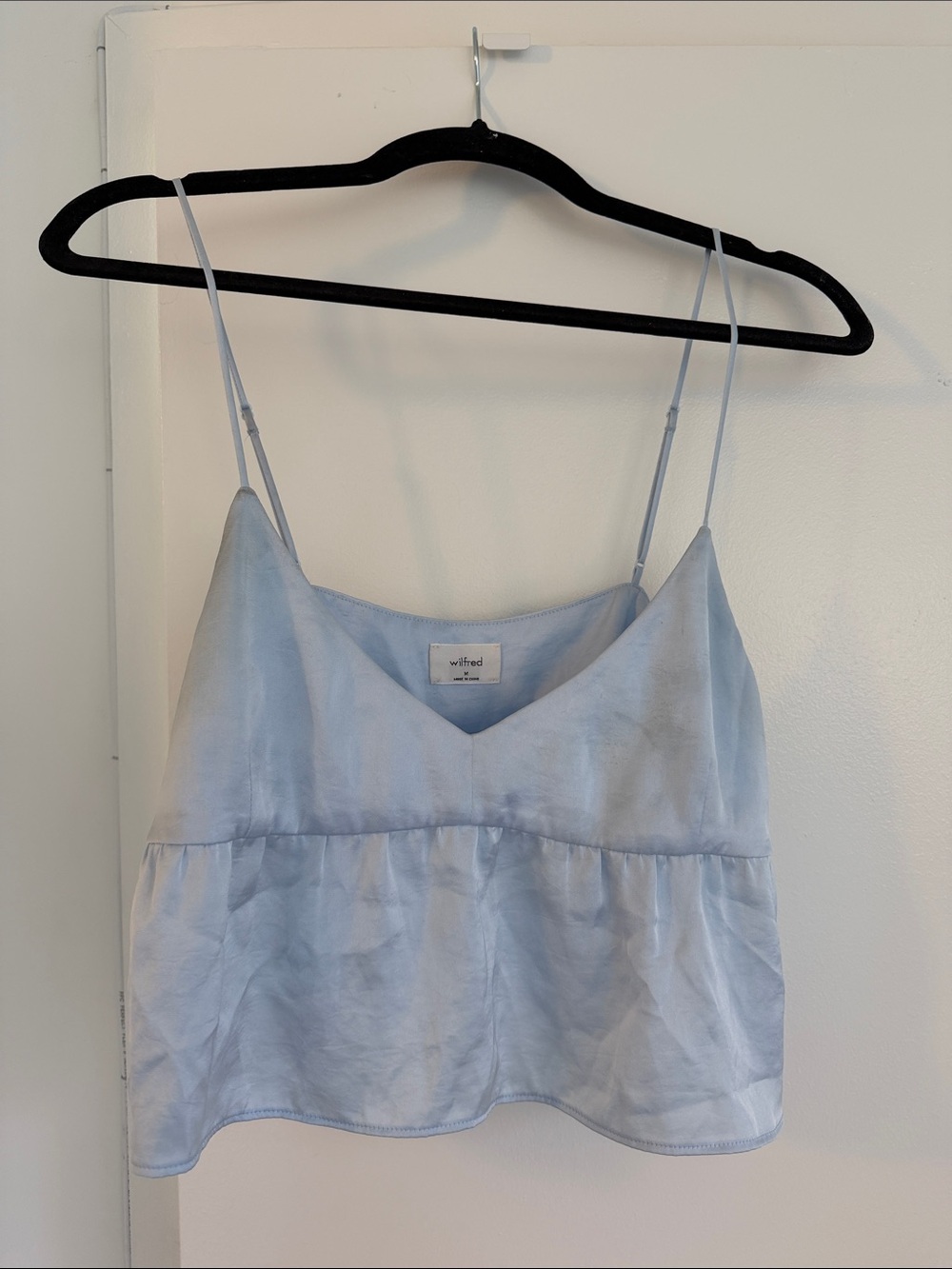 Wilfred Pale Blue Satin Peplum Camisole